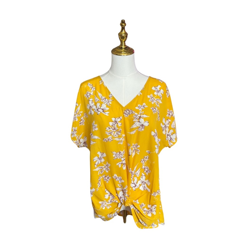 West Kei Yellow Floral Tie Detail Blouse